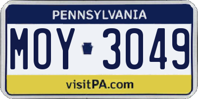 PA license plate MOY3049