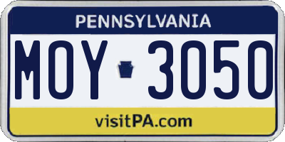 PA license plate MOY3050