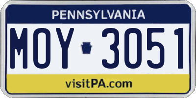 PA license plate MOY3051