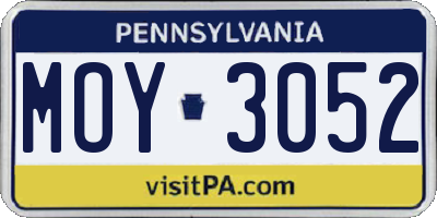 PA license plate MOY3052