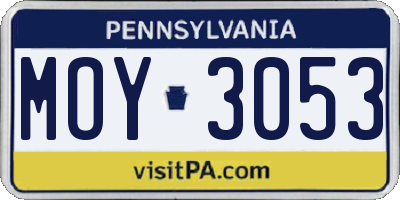 PA license plate MOY3053