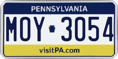 PA license plate MOY3054