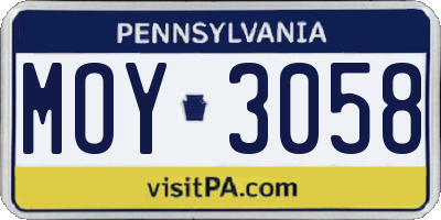 PA license plate MOY3058
