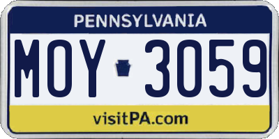 PA license plate MOY3059