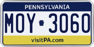 PA license plate MOY3060