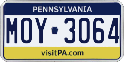 PA license plate MOY3064