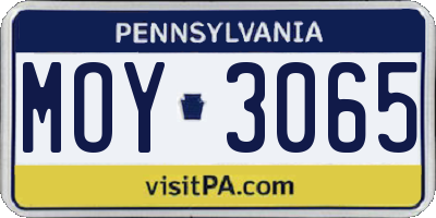 PA license plate MOY3065