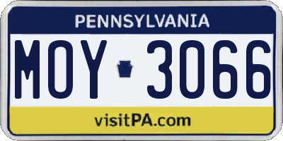 PA license plate MOY3066