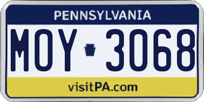 PA license plate MOY3068