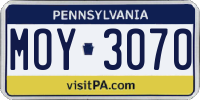 PA license plate MOY3070