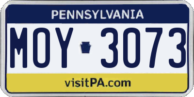 PA license plate MOY3073