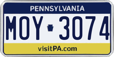 PA license plate MOY3074