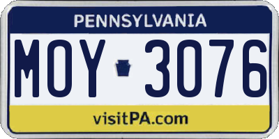 PA license plate MOY3076