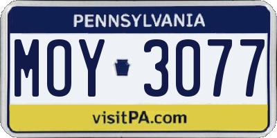 PA license plate MOY3077