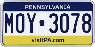 PA license plate MOY3078