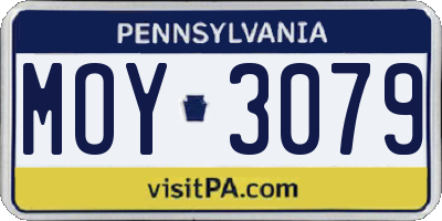 PA license plate MOY3079