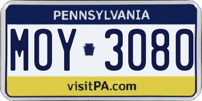 PA license plate MOY3080