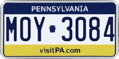 PA license plate MOY3084