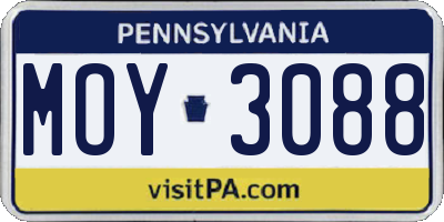 PA license plate MOY3088