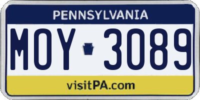 PA license plate MOY3089
