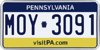 PA license plate MOY3091