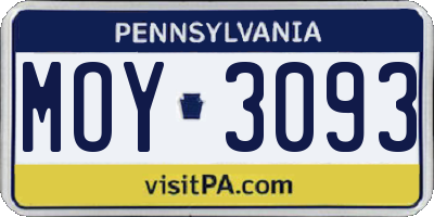 PA license plate MOY3093