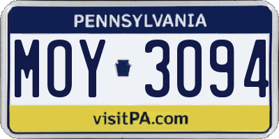 PA license plate MOY3094