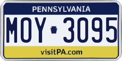 PA license plate MOY3095