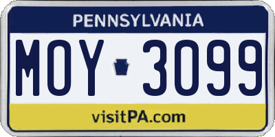 PA license plate MOY3099