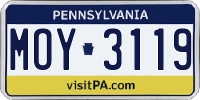 PA license plate MOY3119