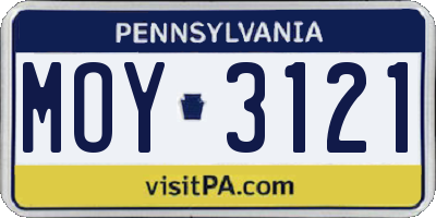 PA license plate MOY3121