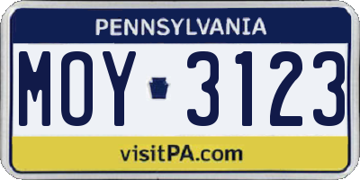 PA license plate MOY3123
