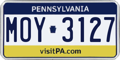PA license plate MOY3127