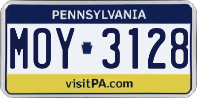 PA license plate MOY3128