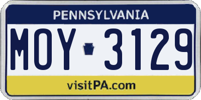 PA license plate MOY3129