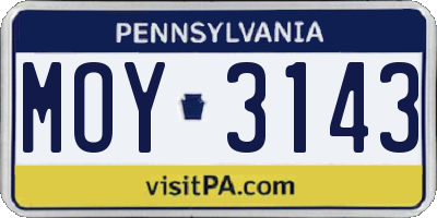 PA license plate MOY3143