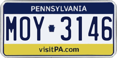 PA license plate MOY3146