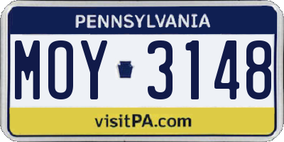 PA license plate MOY3148