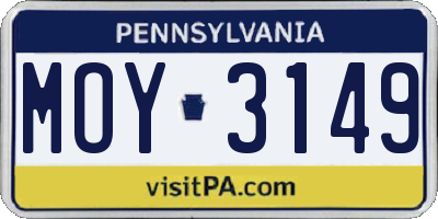 PA license plate MOY3149