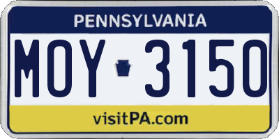 PA license plate MOY3150