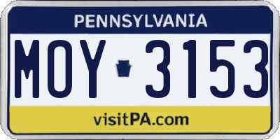PA license plate MOY3153