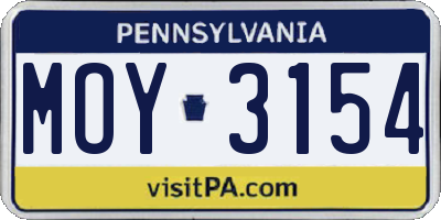 PA license plate MOY3154