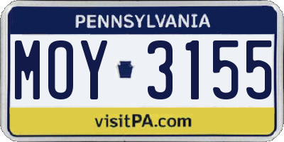 PA license plate MOY3155