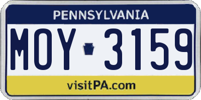 PA license plate MOY3159