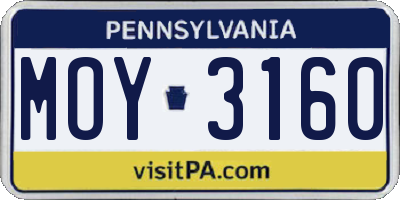 PA license plate MOY3160