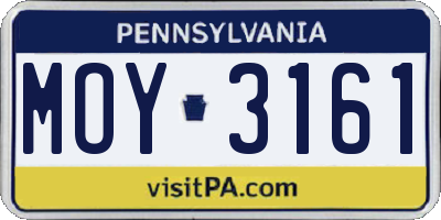 PA license plate MOY3161
