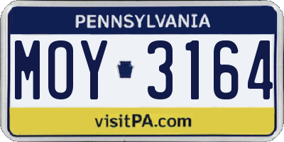 PA license plate MOY3164