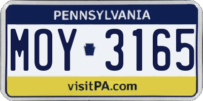 PA license plate MOY3165