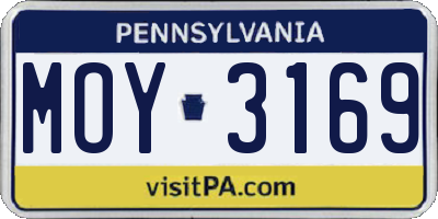 PA license plate MOY3169