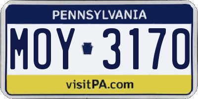 PA license plate MOY3170